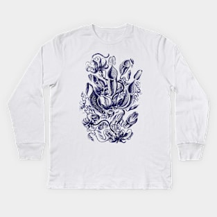 Ernst Haeckel Pitcher Plant Navy Blue Kids Long Sleeve T-Shirt